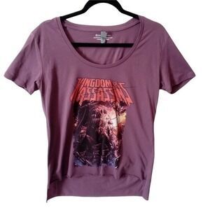 Manga Kingdom of Assassins Graphic Shirt Tee Womens Medium‎ Purple Skull Throne